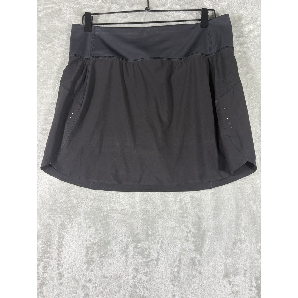 Athleta Women's Large Black Nylon Run With It 16"‎ Skort Tennis AthLeisure Walk